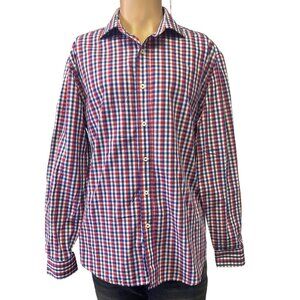 Nick Dunn Men's Red/White/Blue long Sleeve Button up Shirt L 16-16.5 SKU 2650